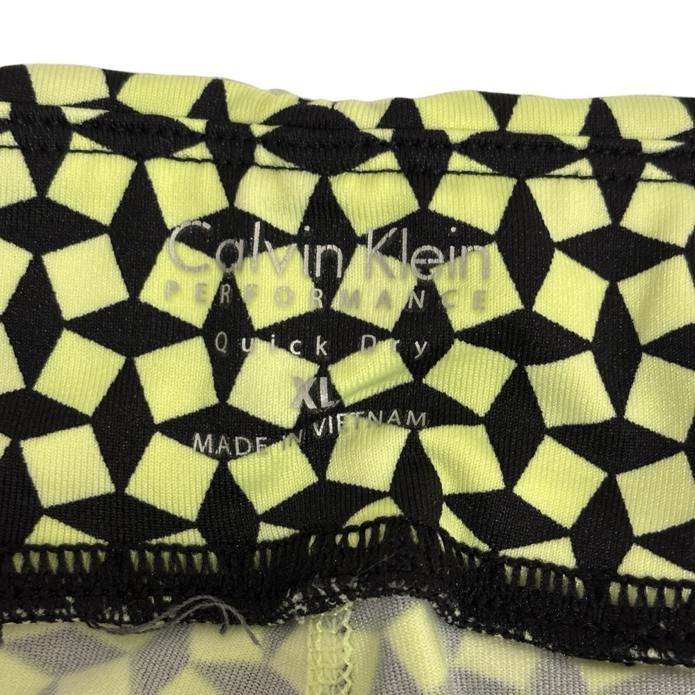 Calvin Klein Performance Leggings Womens XL Green Blue Geometric Crop Quick Dry - Picture 2 of 6